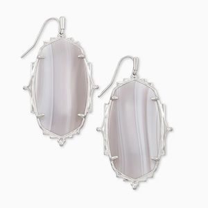 Kendra Scott Baroque Ella Silver Drop Earrings In Gray Banded Agate